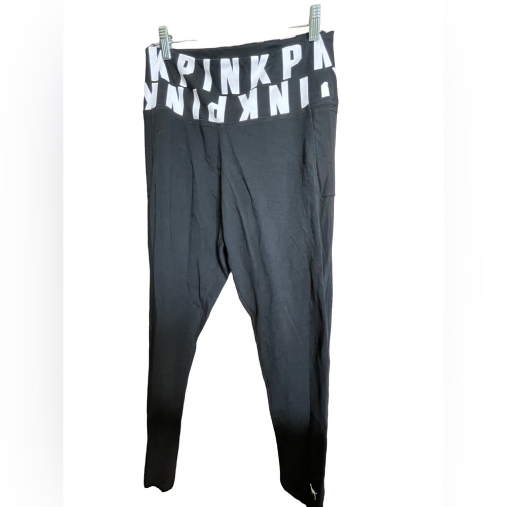 Pink Victoria Secret Logo Black & White Crop Leggings Size Large